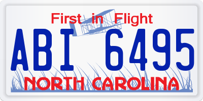 NC license plate ABI6495