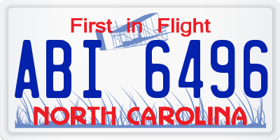 NC license plate ABI6496