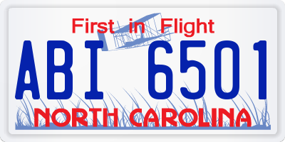 NC license plate ABI6501