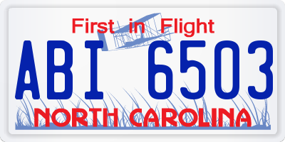 NC license plate ABI6503