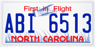 NC license plate ABI6513