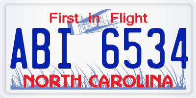 NC license plate ABI6534