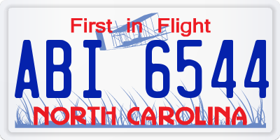 NC license plate ABI6544
