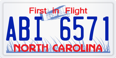 NC license plate ABI6571