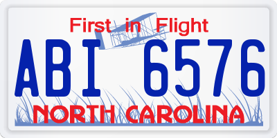 NC license plate ABI6576