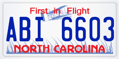NC license plate ABI6603
