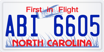 NC license plate ABI6605