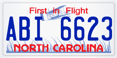 NC license plate ABI6623