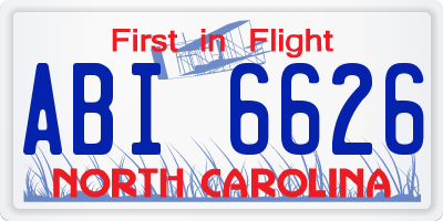 NC license plate ABI6626