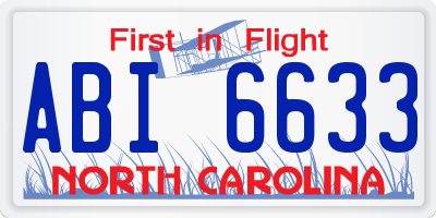NC license plate ABI6633