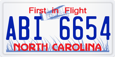 NC license plate ABI6654