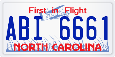 NC license plate ABI6661