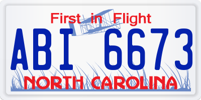 NC license plate ABI6673