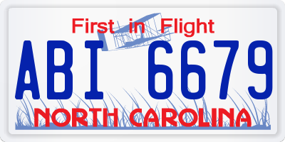 NC license plate ABI6679