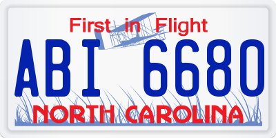 NC license plate ABI6680