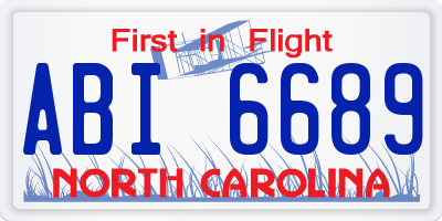 NC license plate ABI6689
