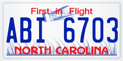 NC license plate ABI6703