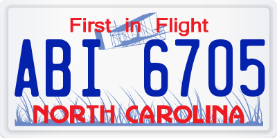 NC license plate ABI6705