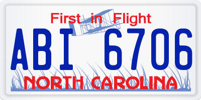 NC license plate ABI6706