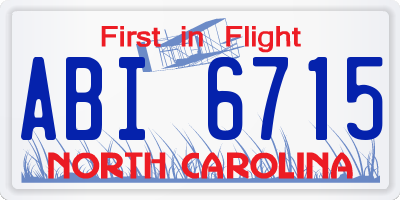 NC license plate ABI6715