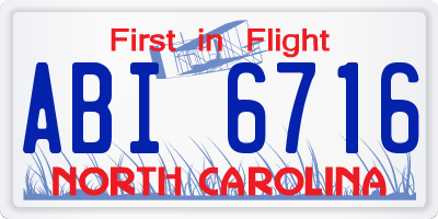 NC license plate ABI6716