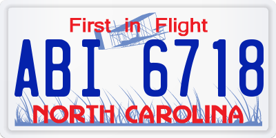 NC license plate ABI6718