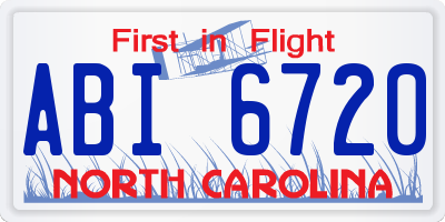 NC license plate ABI6720