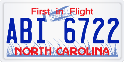 NC license plate ABI6722