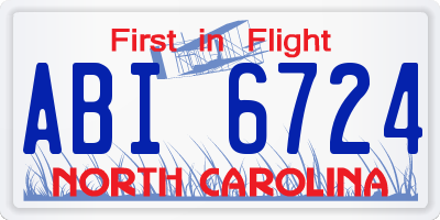 NC license plate ABI6724