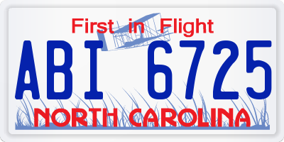 NC license plate ABI6725