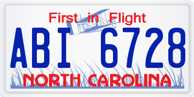 NC license plate ABI6728