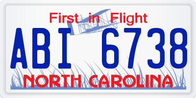 NC license plate ABI6738