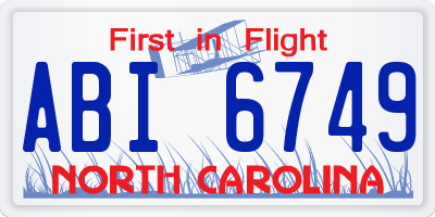 NC license plate ABI6749