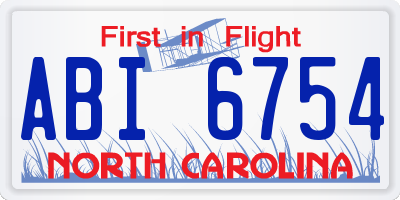 NC license plate ABI6754