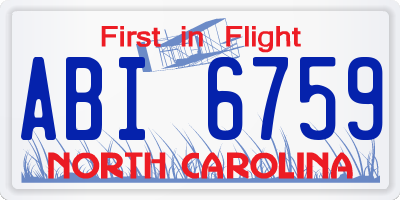 NC license plate ABI6759