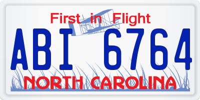 NC license plate ABI6764