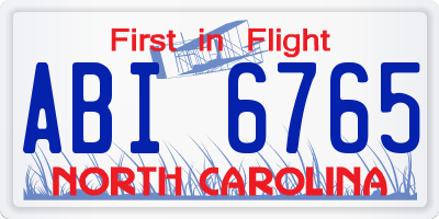 NC license plate ABI6765