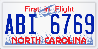 NC license plate ABI6769