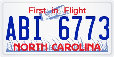 NC license plate ABI6773