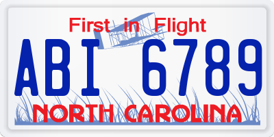 NC license plate ABI6789