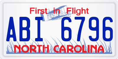 NC license plate ABI6796