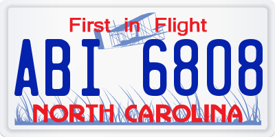 NC license plate ABI6808
