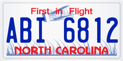 NC license plate ABI6812