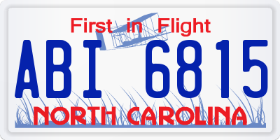 NC license plate ABI6815