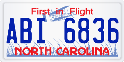 NC license plate ABI6836