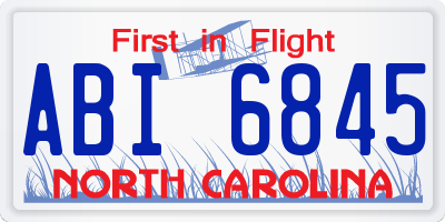 NC license plate ABI6845