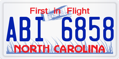 NC license plate ABI6858