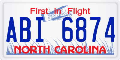 NC license plate ABI6874