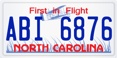 NC license plate ABI6876