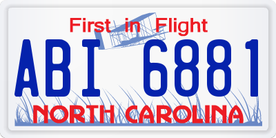 NC license plate ABI6881